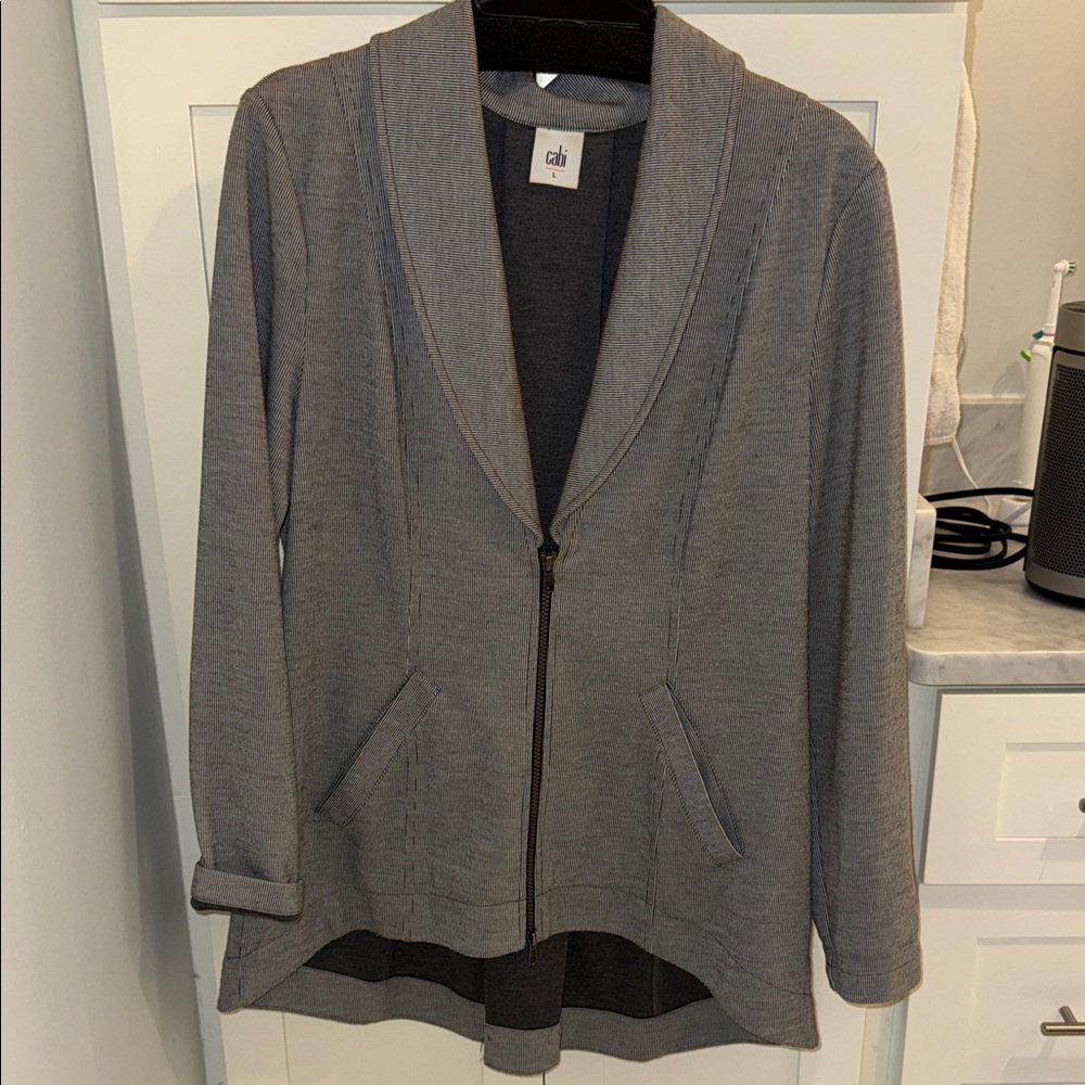 CAbi Gray and Black Striped Blazer